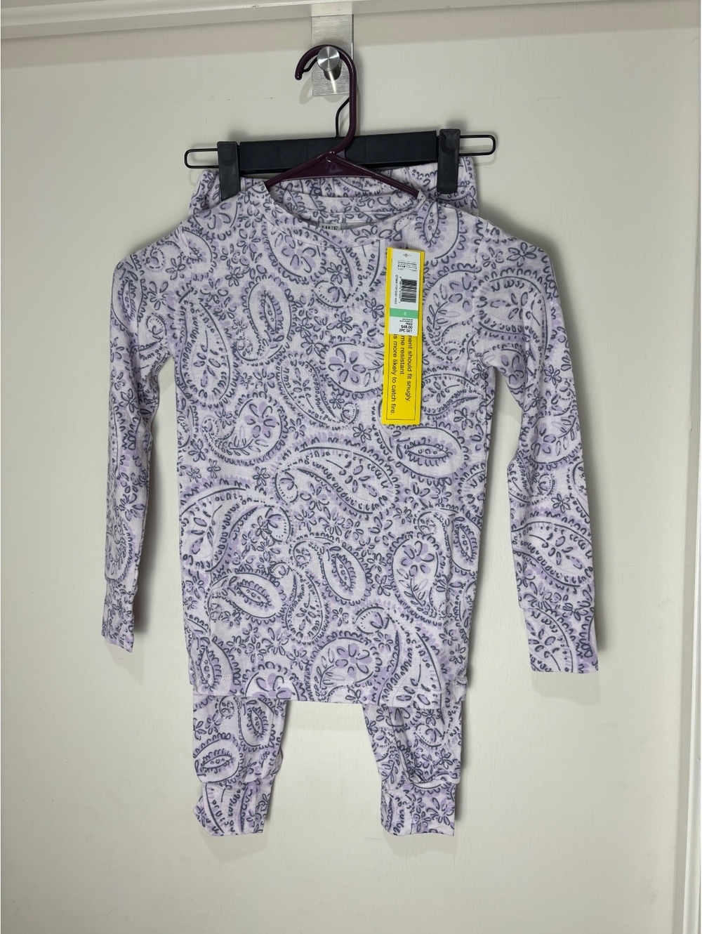 HUE Girlz Pajama Set Size 8 Lavender Paisley Long Sleeve Jogger Pants NWT